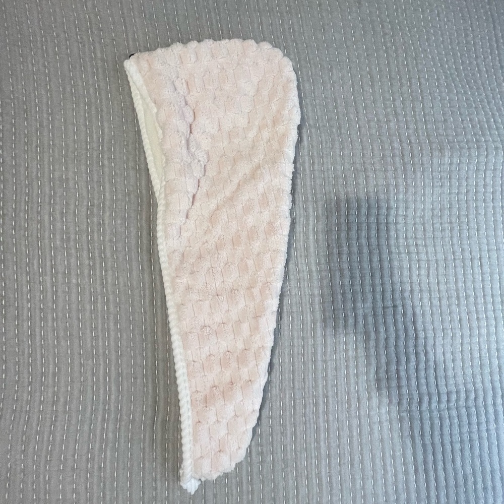 Soft Pink and Cream womens Hooded Hair Towel Wrap new xtra long - Picture 6 of 9